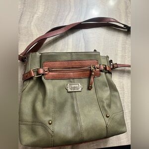 BOB Born Concepts Green and Brown Shoulder Purse